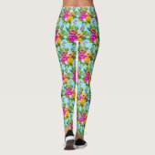 Moderne veelkleurige bloemen op lichtblauw leggings (Achterkant)