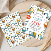 Moderne veelkleurige jongensbouw 1e verjaardag kaart