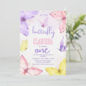 Moderne veelkleurige kleine vlinder 1e verjaardag kaart (Staand voorkant)