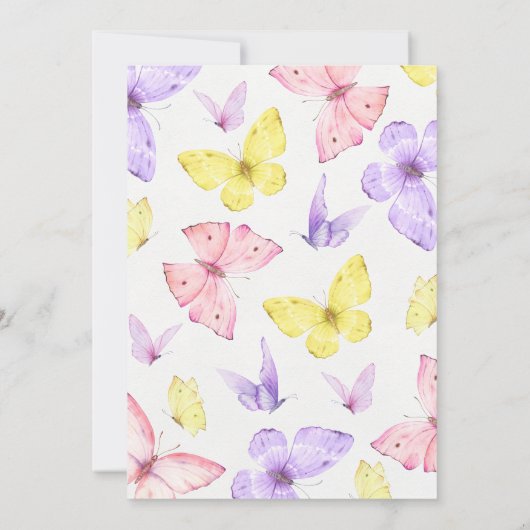 Moderne veelkleurige kleine vlinder 1e verjaardag kaart (Achterkant)