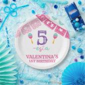 Moderne veelkleurige meisjes Fiesta 5e verjaardag Papieren Bordje (Feest)