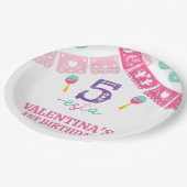 Moderne veelkleurige meisjes Fiesta 5e verjaardag Papieren Bordje (Gekanteld)