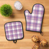 Moderne veelkleurige plaid ovenwant & pannenlap set (Top down)