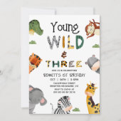 Moderne veelkleurige Safari Wild en drie verjaarda Kaart (Voorkant)