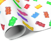 Moderne veelkleurige zoete beren op wit cadeaupapier (Rol Hoek)