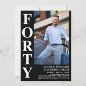 Moderne veertig foto 40e verjaardagsfeest kaart (Voorkant)