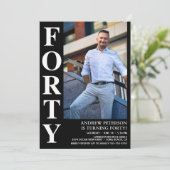 Moderne veertig foto 40e verjaardagsfeest kaart (Staand voorkant)