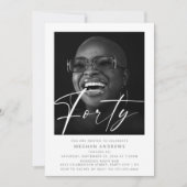 Moderne veertig foto verjaardagsfeestuitnodiging kaart (Voorkant)