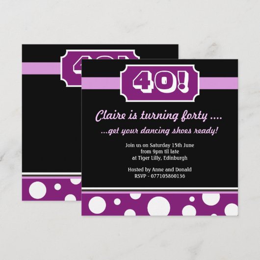 Moderne veertigste Bithday Party - Gepersonaliseer Kaart (Voorkant / Achterkant)