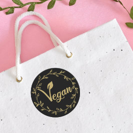 Moderne Vegan Blad Ronde Sticker