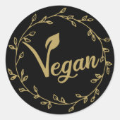 Moderne Vegan Blad Ronde Sticker (Voorkant)