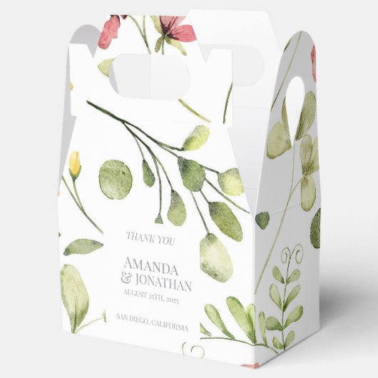 Moderne veldbloemen kalligrafie bruiloft Dank je Bedankdoosjes (Geopend)