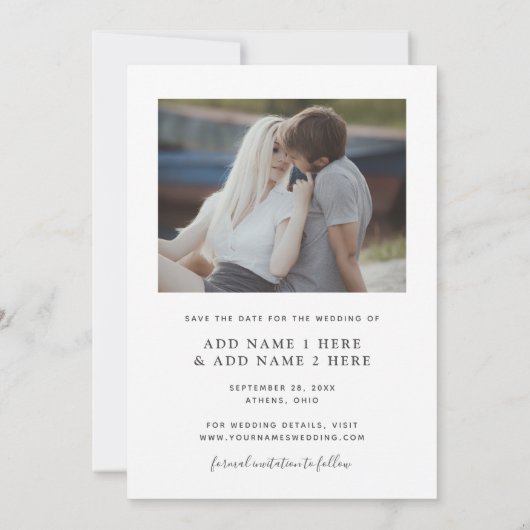 Moderne Vellum Look Gold Script Foto Bewaar de dat Kaart (Achterkant)