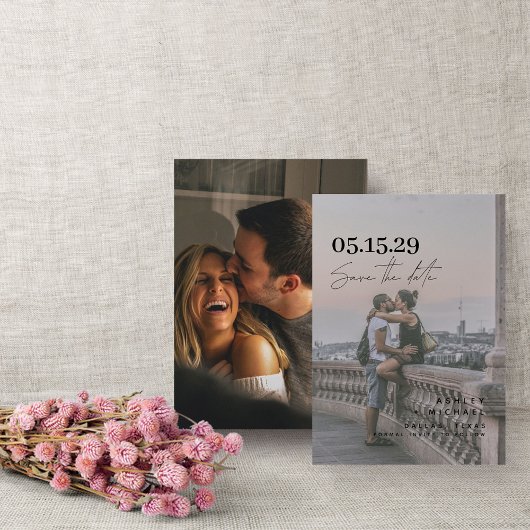 Moderne Vellum Overlay Eenvoudige Typografie 2 Fot Save The Date