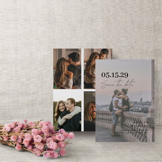 Moderne Vellum Overlay Eenvoudige Typografie 5 Fot Save The Date