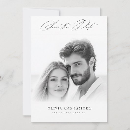 Moderne Vellum Overlay Foto Bruiloft Save The Date Kaart (Voorkant)