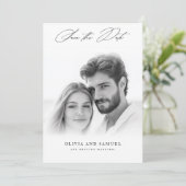 Moderne Vellum Overlay Foto Bruiloft Save The Date Kaart (Staand voorkant)
