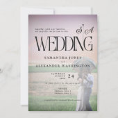 Moderne Vellum Overlay Foto Chic Monogram Bruiloft Kaart (Voorkant)