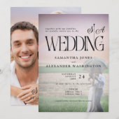 Moderne Vellum Overlay Foto Chic Monogram Bruiloft Kaart (Voorkant / Achterkant)