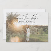 Moderne Vellum Typografie 2 Foto Bruiloft Save The Date (Voorkant)