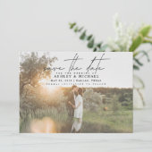 Moderne Vellum Typografie 2 Foto Bruiloft Save The Date (Staand voorkant)