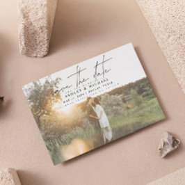 Moderne Vellum Typografie 2 Foto Bruiloft Save The Date