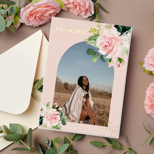 Moderne ventilator | Gold Dust Arch Photo Real Fol Folie Uitnodiging