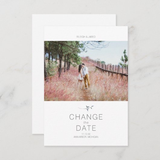 Moderne Verander de Datum Kaart van de Typografie  (Voorkant / Achterkant)