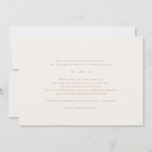 Moderne Verander de Datum Save The Date (Achterkant)