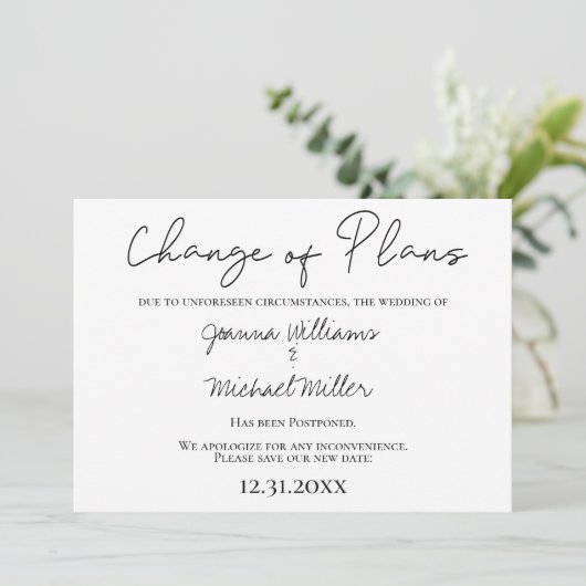 Moderne verandering van plannen Nieuw Save the Dat Kaart (Staand voorkant)