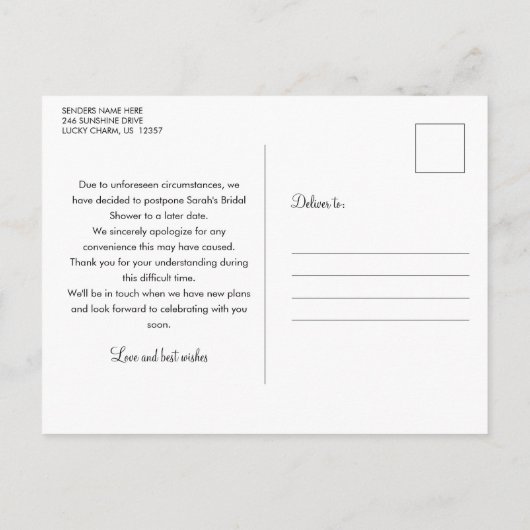 Moderne Verandering van Plannen Vrijgezellenfeest  Briefkaart (Achterkant)