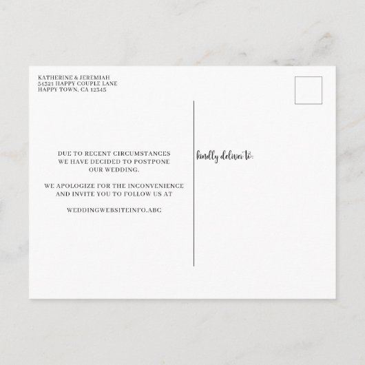 Moderne verandering van verzenddatum voor vaste we briefkaart (Achterkant)