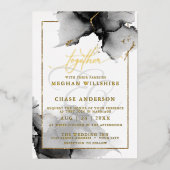 Moderne verbluffende Custom2 Charcoal Waterverf Folie Uitnodiging (Voorkant)