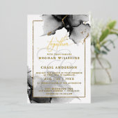 Moderne verbluffende Custom2 Charcoal Waterverf Folie Uitnodiging (Staand Voorkant)