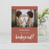 Moderne, verbrande baksteen Bridesmaid-voorstelkaa Kaart (Staand voorkant)