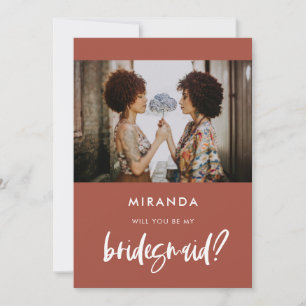 Moderne, verbrande baksteen Bridesmaid-voorstelkaa Kaart