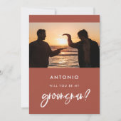 Moderne verbrande baksteen bruidsjonker voorstel f kaart (Voorkant)