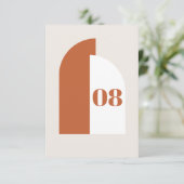 Moderne, verbrande Oranje Arch Wedding Table Numbe (Staand voorkant)