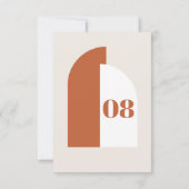 Moderne, verbrande Oranje Arch Wedding Table Numbe (Achterkant)