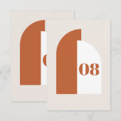 Moderne, verbrande Oranje Arch Wedding Table Numbe (Voorkant / Achterkant)