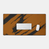 Moderne Verbrande Oranje en Zwarte Abstracte Kunst Bureaumat (Keyboard & Muis)