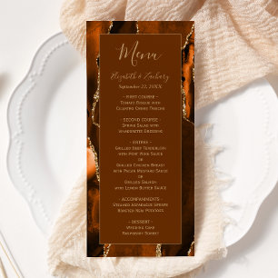 Moderne verbrande Sinaasappel Agaat Bruine bruilof Menu