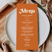 Moderne verbrande Sinaasappel retro boho bruiloft Menu