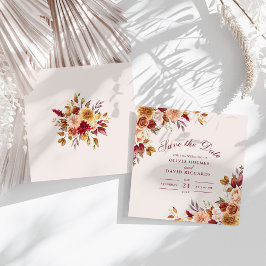 Moderne verbrande Sinaasappels terracotta wilde bl Save The Date