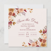 Moderne verbrande Sinaasappels terracotta wilde bl Save The Date (Voorkant)