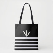 Moderne veren op zwart-wit, gestreept tote bag (Voorkant)