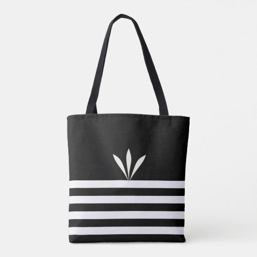 Moderne veren op zwart-wit, gestreept tote bag (Achterkant)