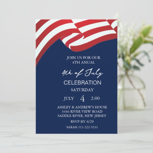 Moderne Verenigde Staten Viering 4 juli Party Invi Kaart (Staand voorkant)