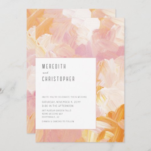 Moderne verf Abstracte bruiloft Kaart (Voorkant / Achterkant)