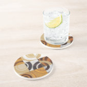 Moderne verf met cirkelpatronen zandsteen onderzetter (Zijkant)